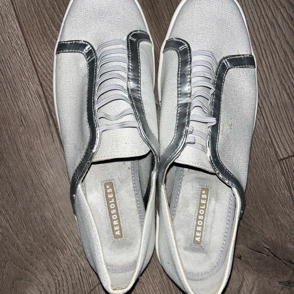 AEROSOLES Shoes - AEROSOLES Metallic Silver Slip-On Casual Loafers